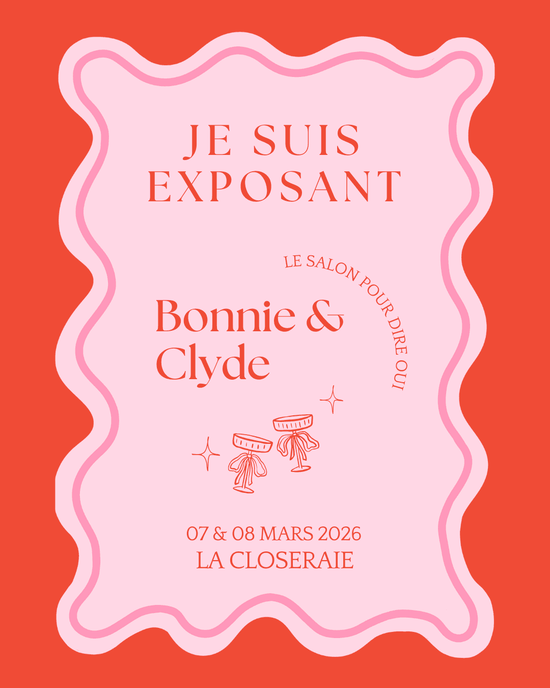 Image de couverture pour l'actualité :Ma participation au salon du mariage Bonnie & Clyde, le 7 et 8 mars 2026 au domaine de La Closeraie à Reims