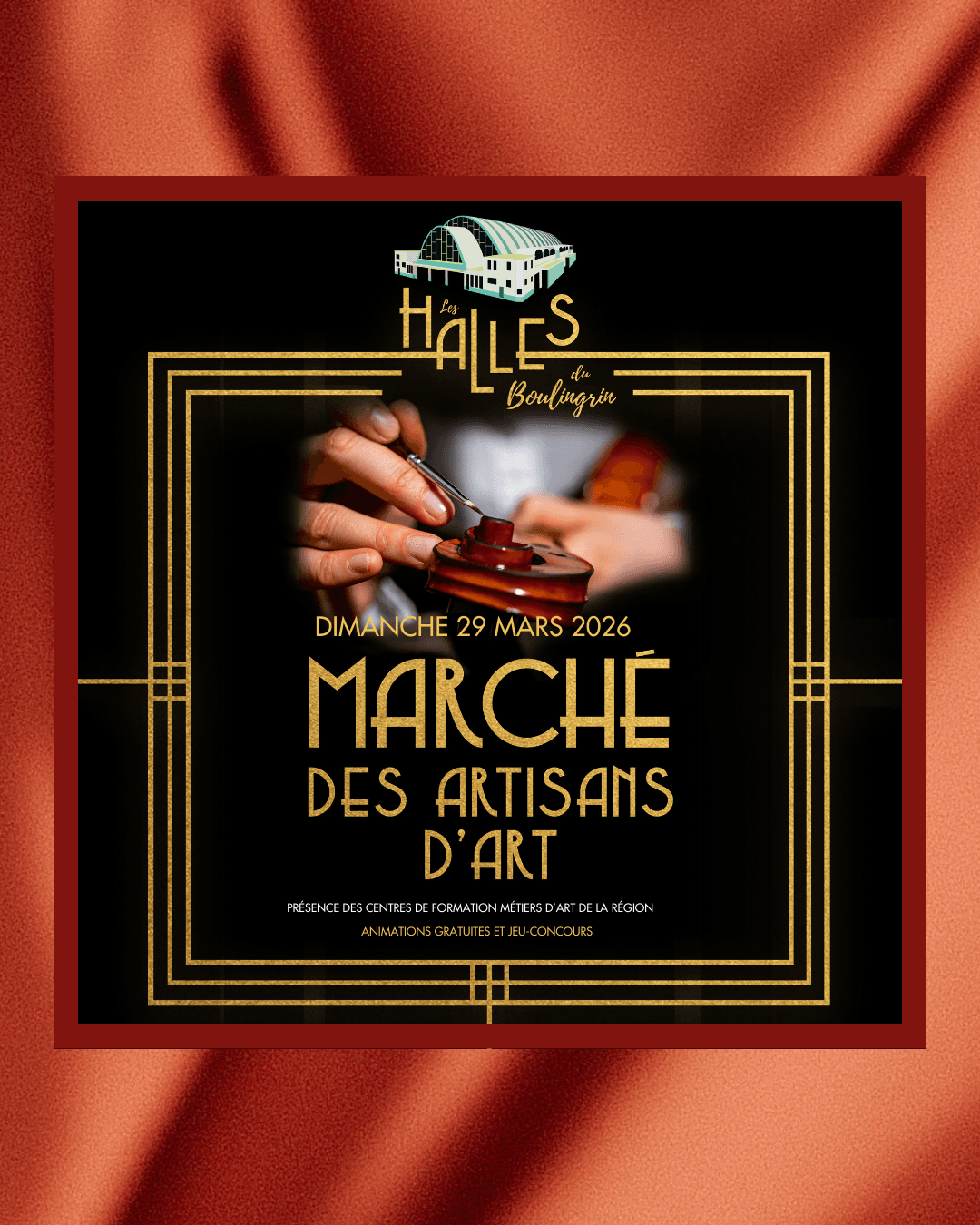 Image de couverture pour l'actualité :Ma participation au Marché des Artisans d'Art aux Halles du BOULINGRIN, le 29 mars 2026